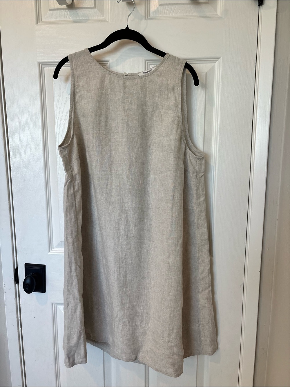 Madewell Sleeveless Mini Shift Dress in Light Beige Linen Transitional - Picture 10 of 11
